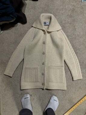 Vintage Eskimo Crafted Chunky Knit Wool Cowl Neck Cardigan Sweater Bisher Bay